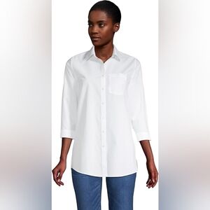 White 3/4 Sleeve Tunic Button Down